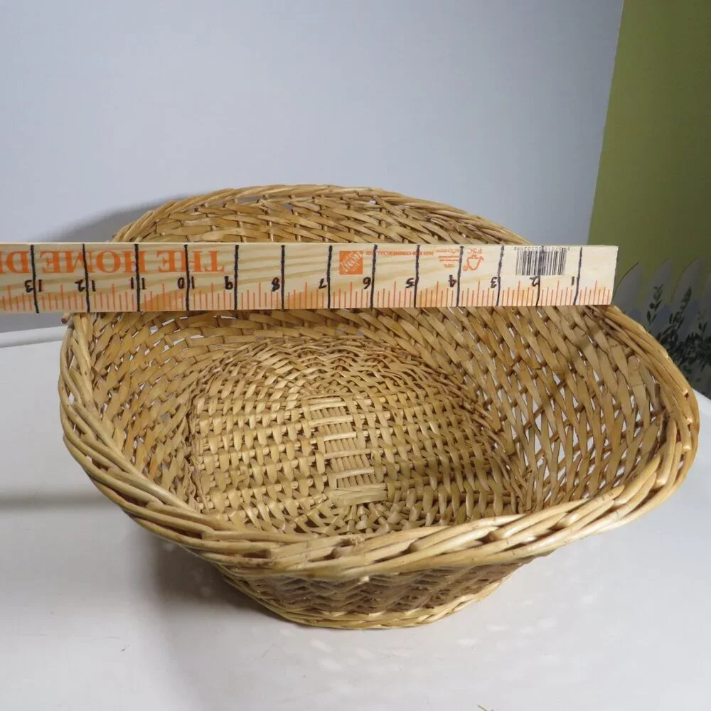 blonde wicker cane natural basket (Large Bread or Fruit or Mail Basket) two tone